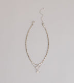 Pretty Glam Rhinestone Flower Charm Layered Necklace