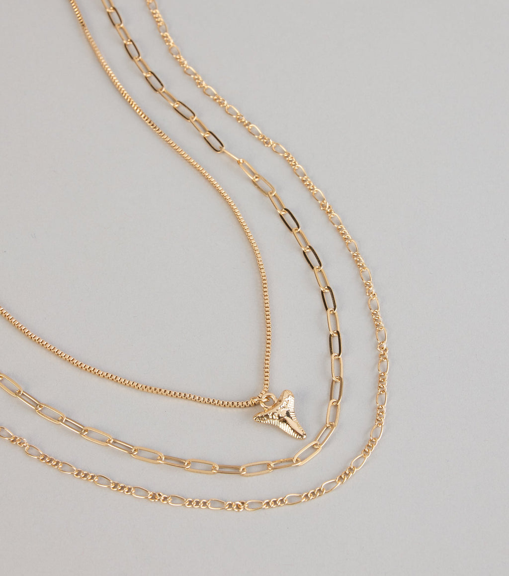 Subtle Bite Tooth Charm Three Pack Necklace Set