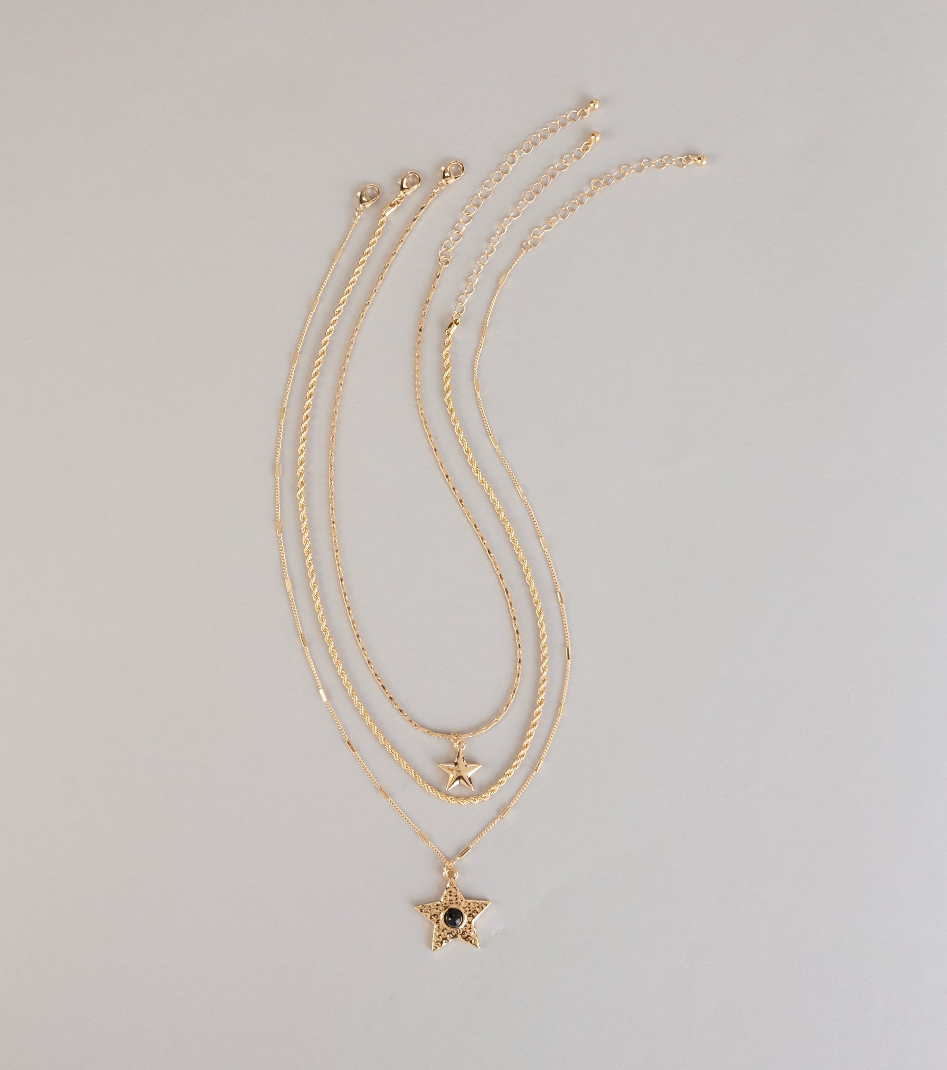 Soft Spark Star Charm Layered Necklace Set