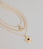 Soft Spark Star Charm Layered Necklace Set