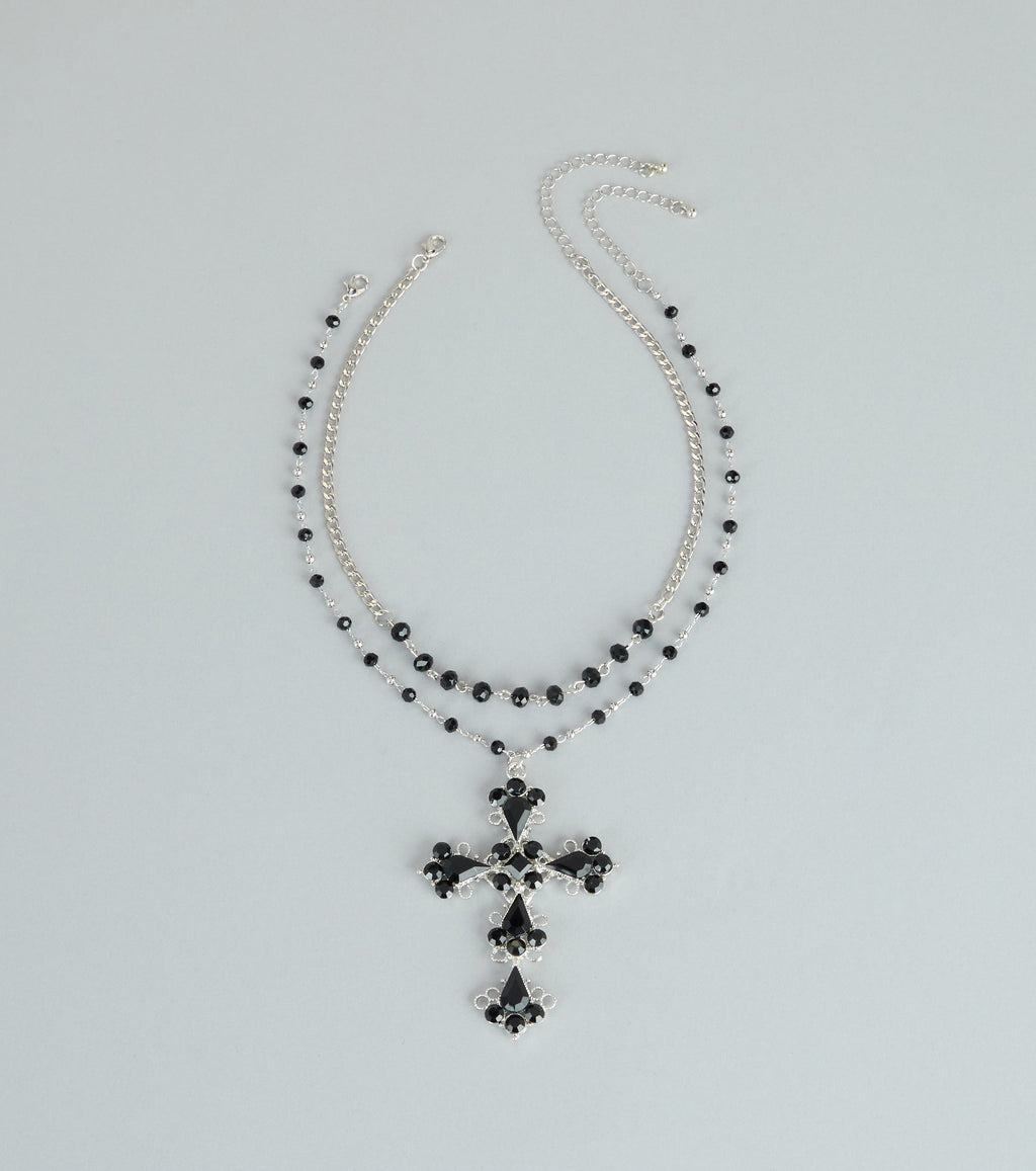 Instant Edge Cross Pendant Statement Necklace