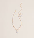 Catch The Light Rhinestone Necklace And Earrings Set