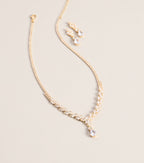 Catch The Light Rhinestone Necklace And Earrings Set