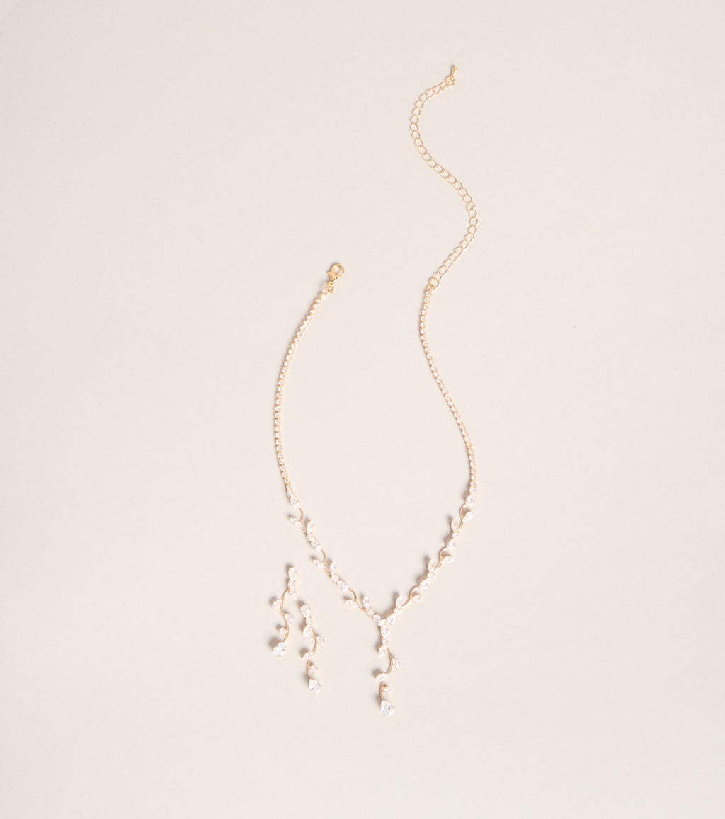 Delicate Drip Rhinestone Jewelry Set