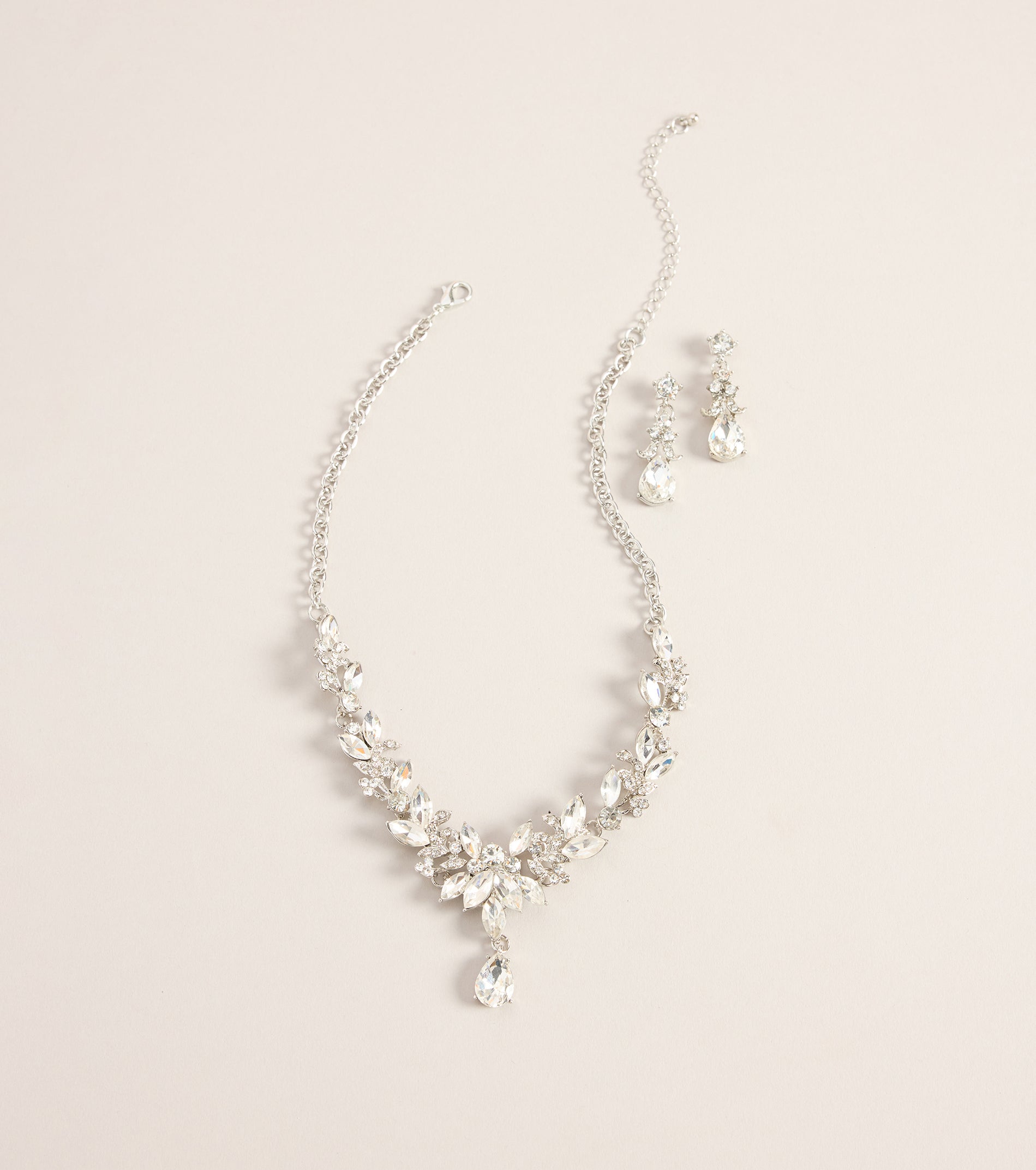 Perfect Glamour Rhinestone Necklace And Earrings Set