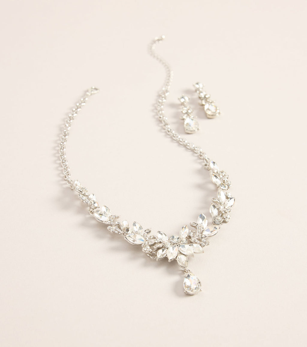 Perfect Glamour Rhinestone Necklace And Earrings Set