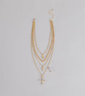 Stacked Shine Necklace And Earrings Set