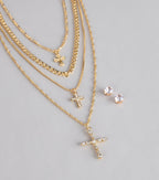 Stacked Shine Necklace And Earrings Set