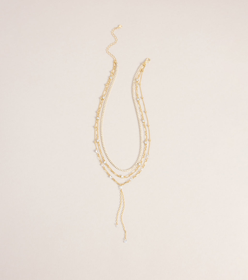 Midnight Drip Layered Lariat Necklace
