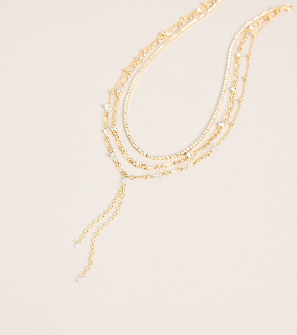 Midnight Drip Layered Lariat Necklace