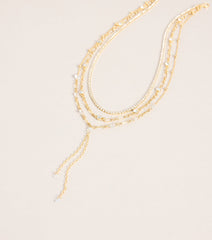 Midnight Drip Layered Lariat Necklace