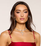 Bold Shine Rhinestone Cross Statement Necklace