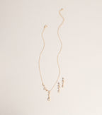Soft Shine Rhinestone Leaf Necklace And Earrings Set