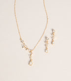 Soft Shine Rhinestone Leaf Necklace And Earrings Set