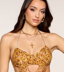 Chic Layers Stone Cross Charm Necklace