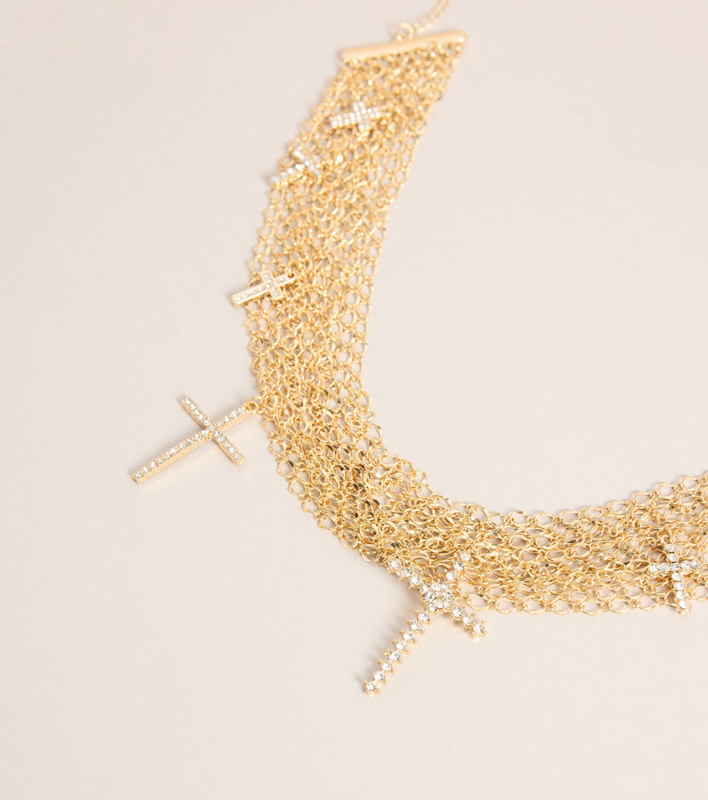 Little Bit Extra Cross Charm Layered Chain Necklace
