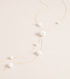 Refined Glow Pearl Lariat Necklace
