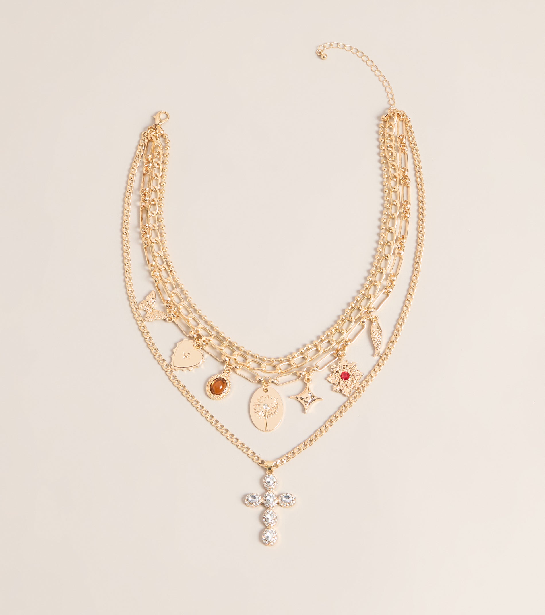 Charm Check Layered Chain Necklace