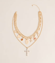 Charm Check Layered Chain Necklace