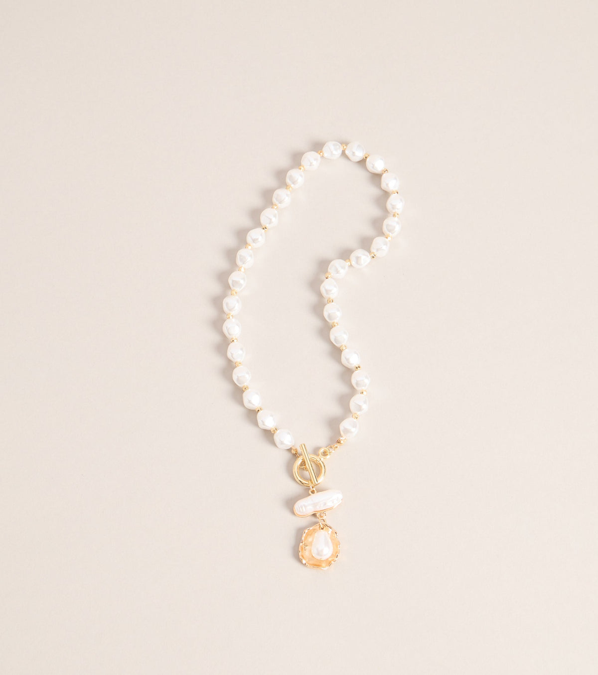 Layered Luxe Pearl Toggle Necklace