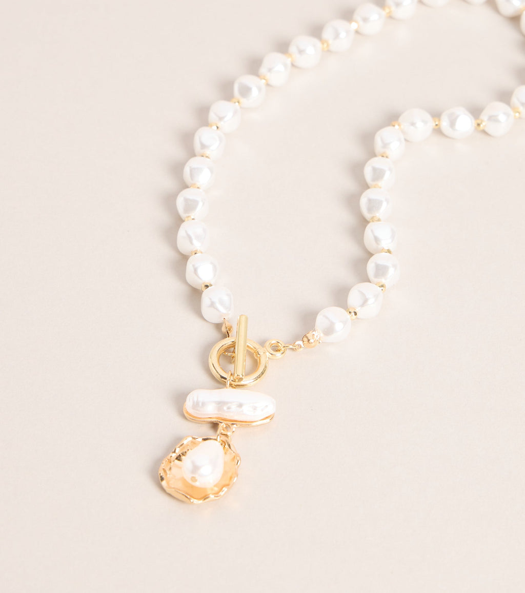 Layered Luxe Pearl Toggle Necklace