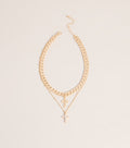 Double Take Cross Layered Necklace