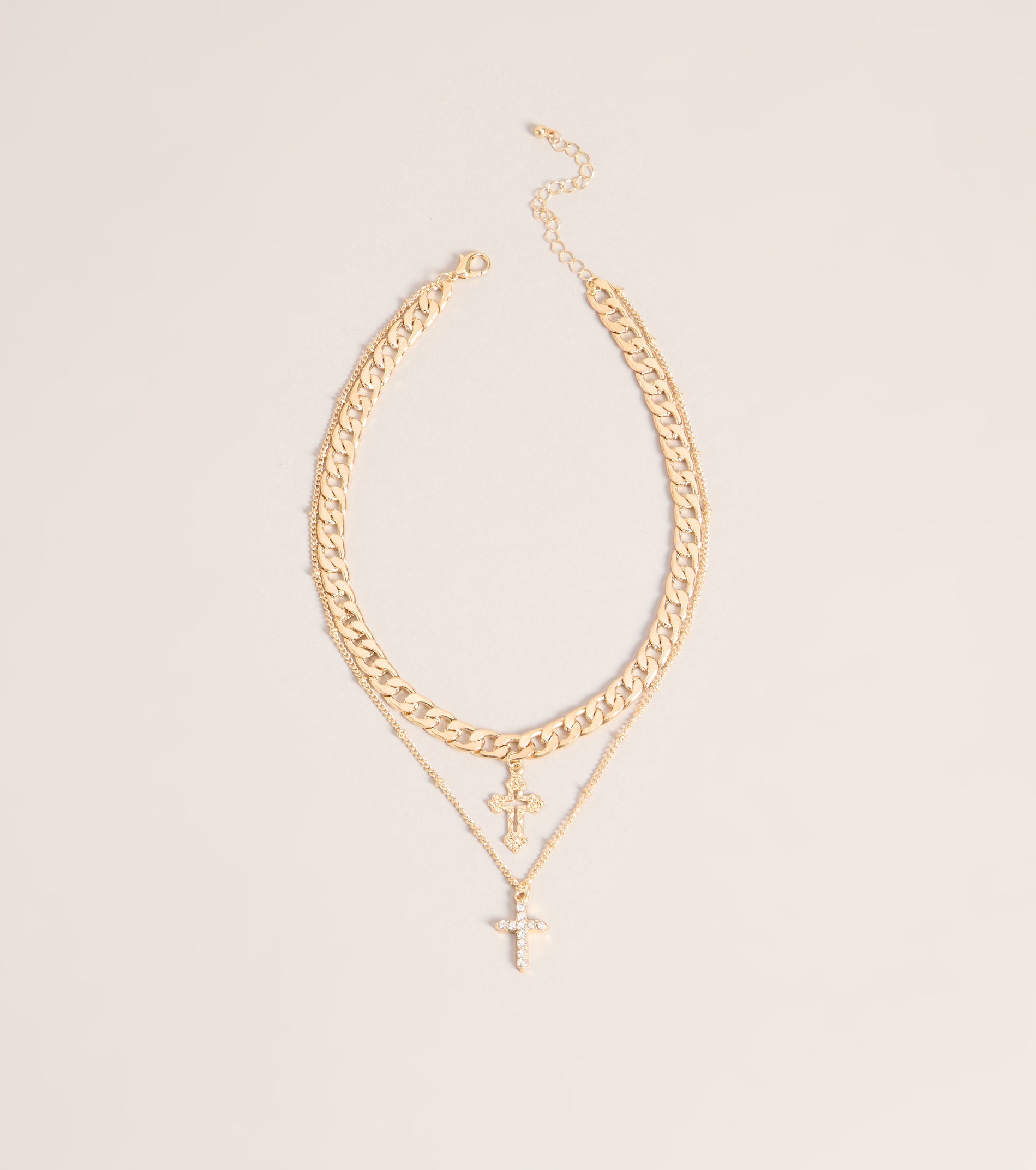 Double Take Cross Layered Necklace