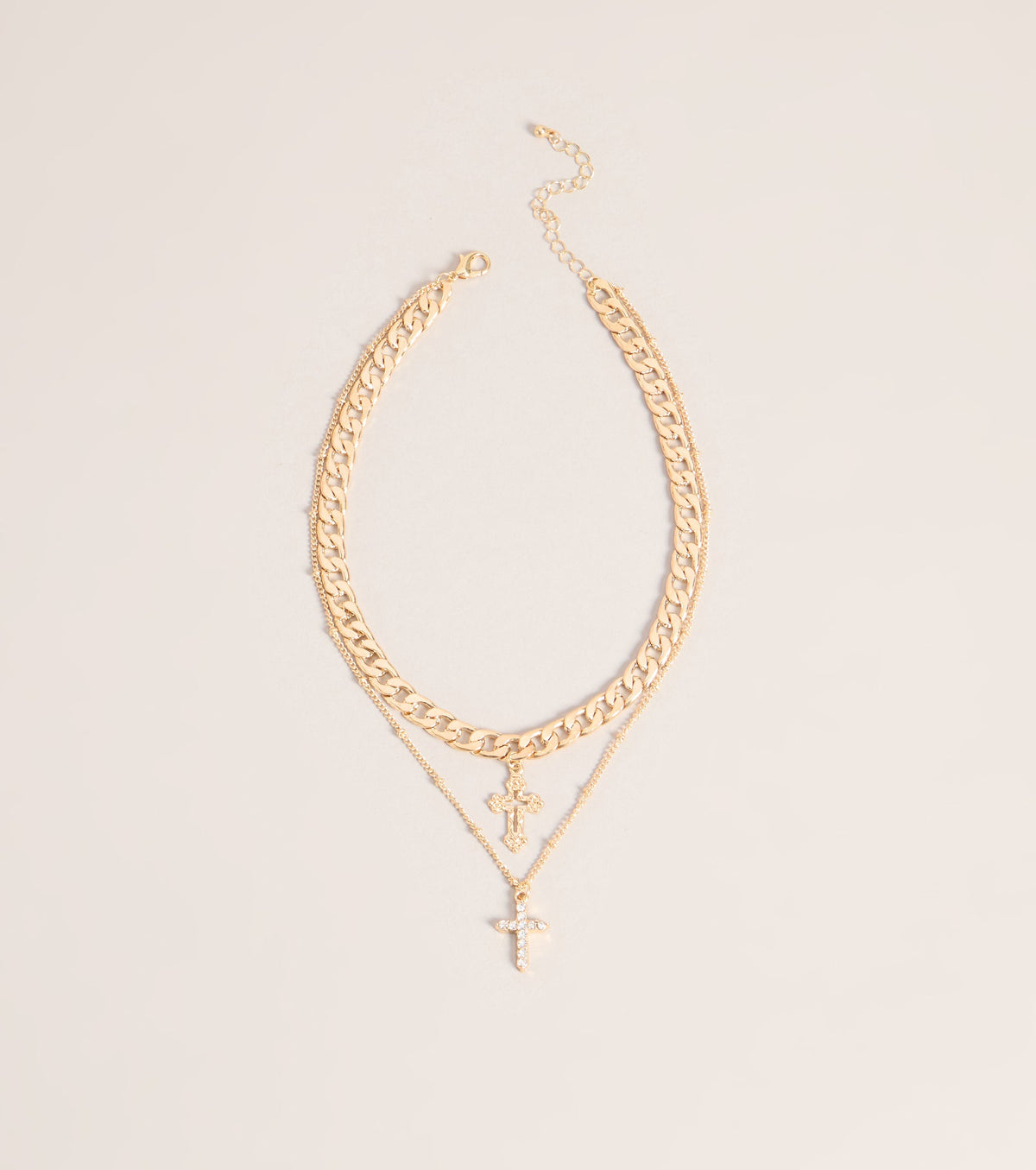 Double Take Cross Layered Necklace