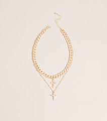 Double Take Cross Layered Necklace