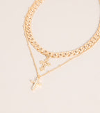Double Take Cross Layered Necklace