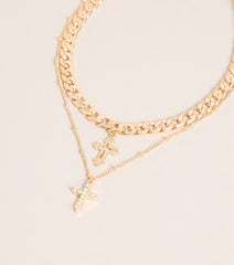 Double Take Cross Layered Necklace