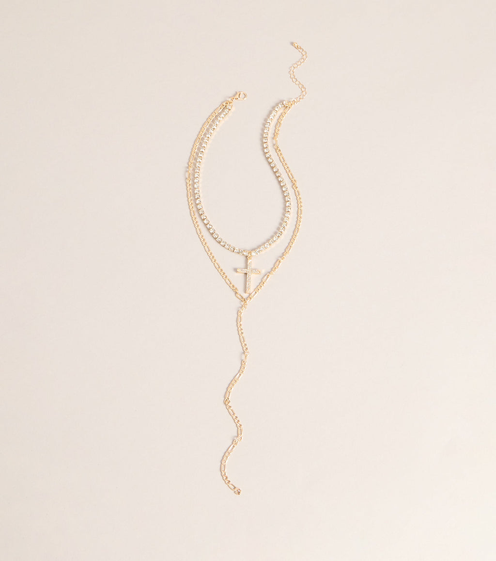Icon Glow Cross Layered Necklace