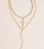 Icon Glow Cross Layered Necklace