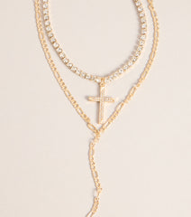 Icon Glow Cross Layered Necklace