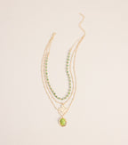 Chic And Styled Layered Stone Charm Necklace