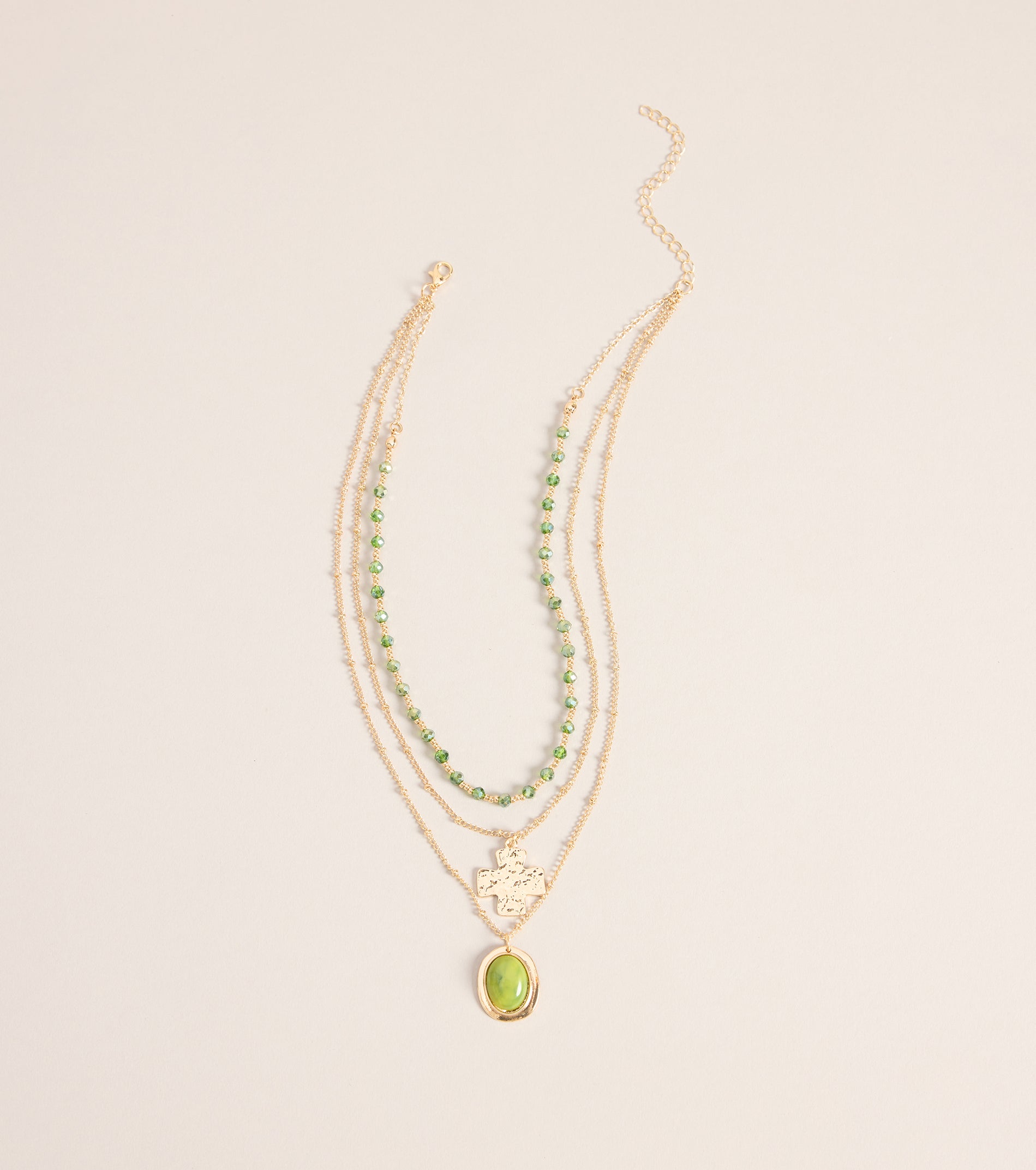 Chic And Styled Layered Stone Charm Necklace