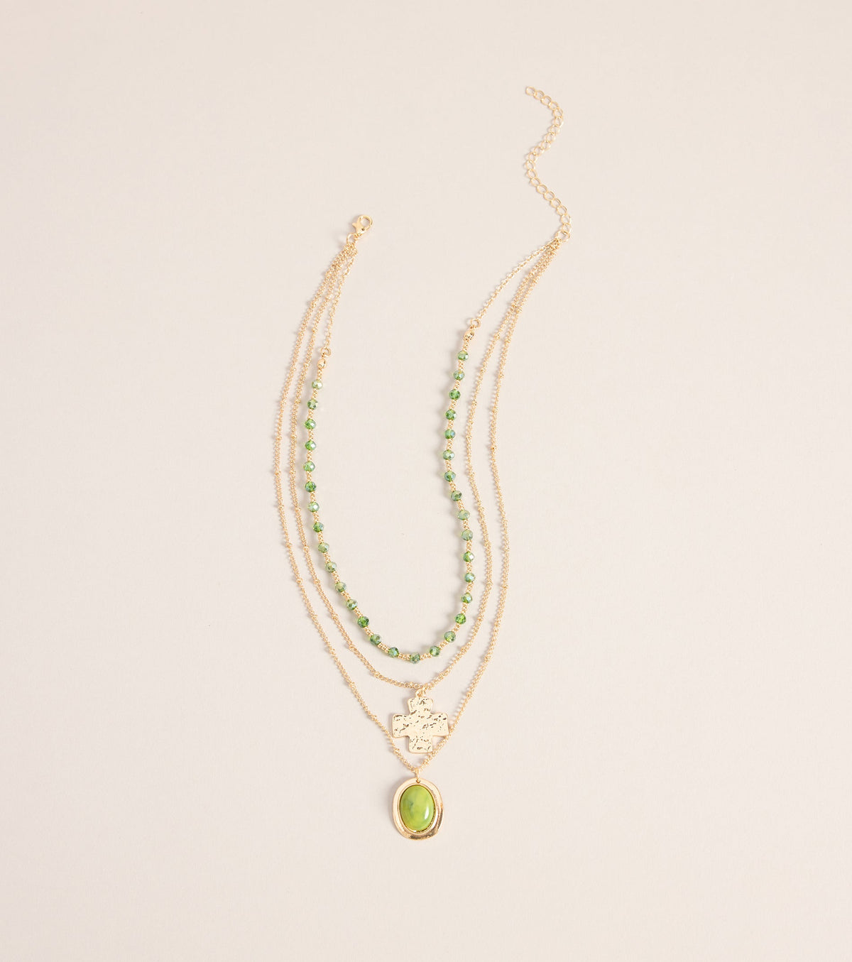 Chic And Styled Layered Stone Charm Necklace