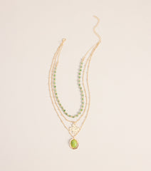 Chic And Styled Layered Stone Charm Necklace