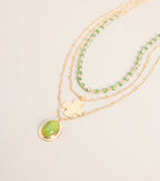 Chic And Styled Layered Stone Charm Necklace