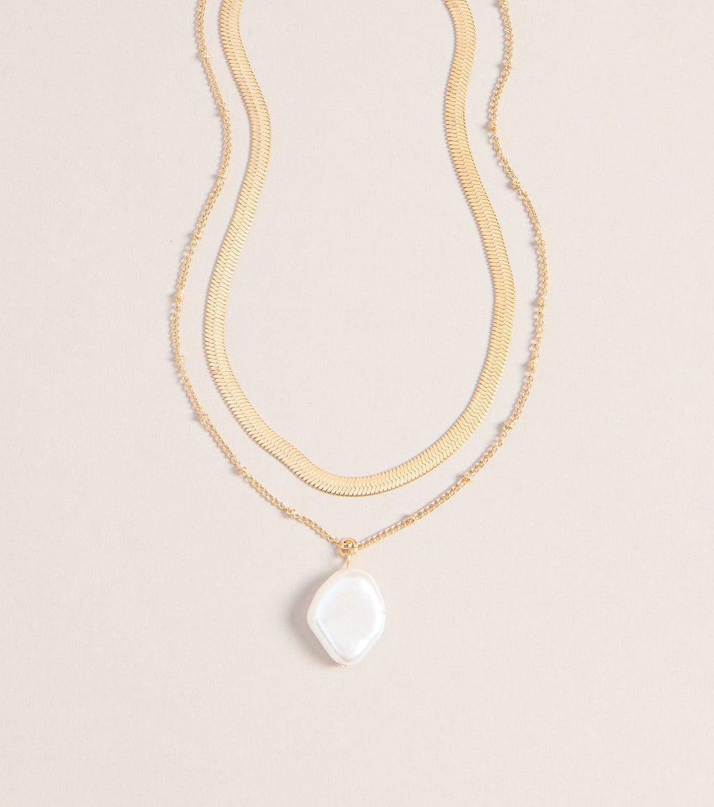 Perfectly Styled Pearl Charm Layered Necklace