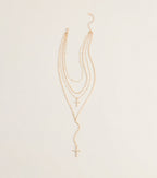 Chic And Styled Cross Charm Layered Necklace