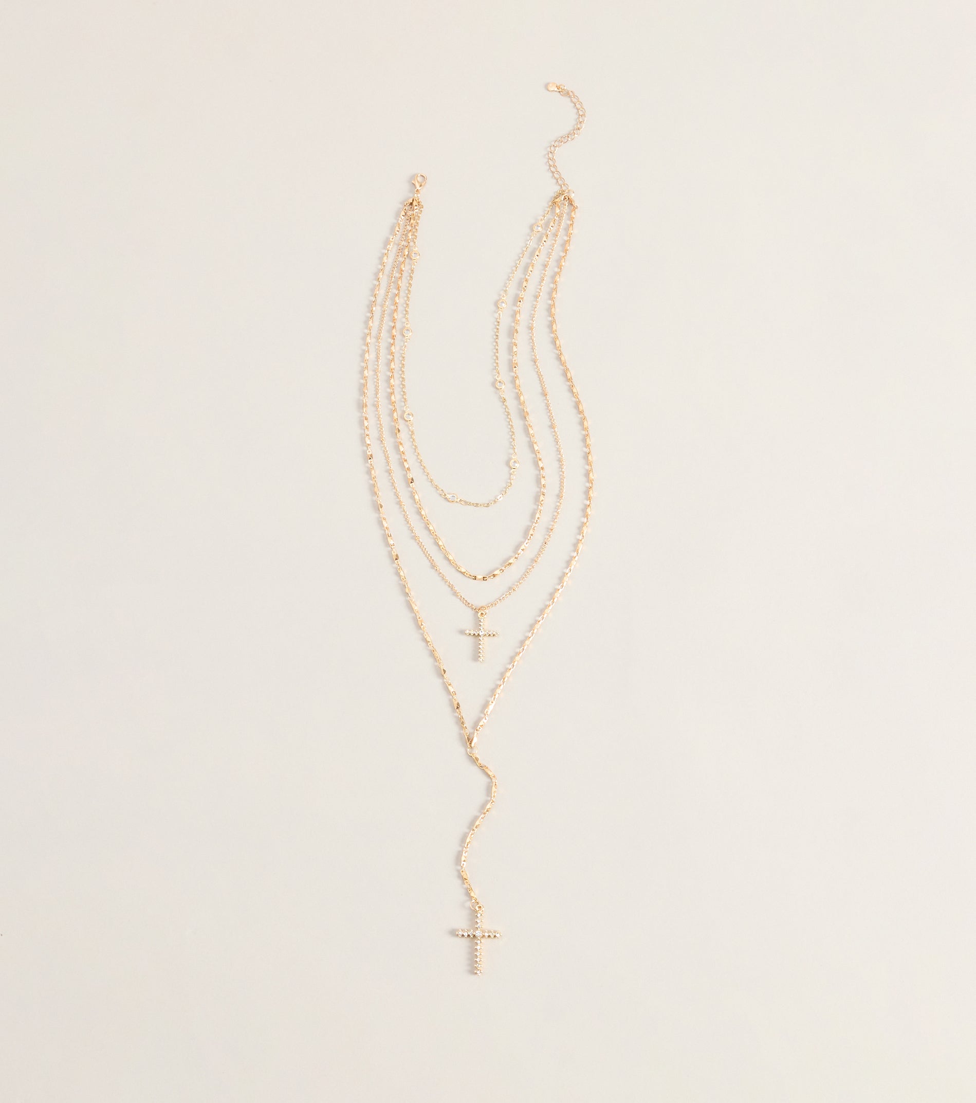 Chic And Styled Cross Charm Layered Necklace