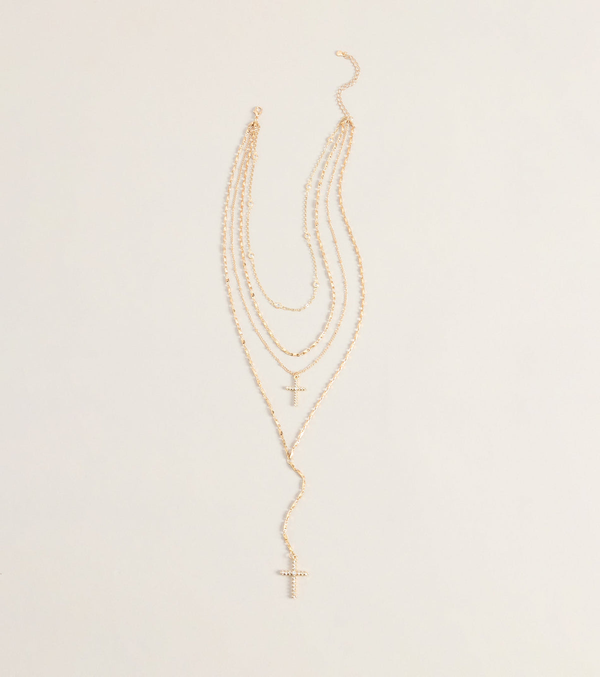 Chic And Styled Cross Charm Layered Necklace
