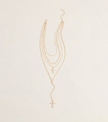 Chic And Styled Cross Charm Layered Necklace