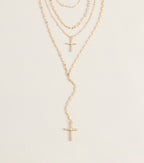 Chic And Styled Cross Charm Layered Necklace