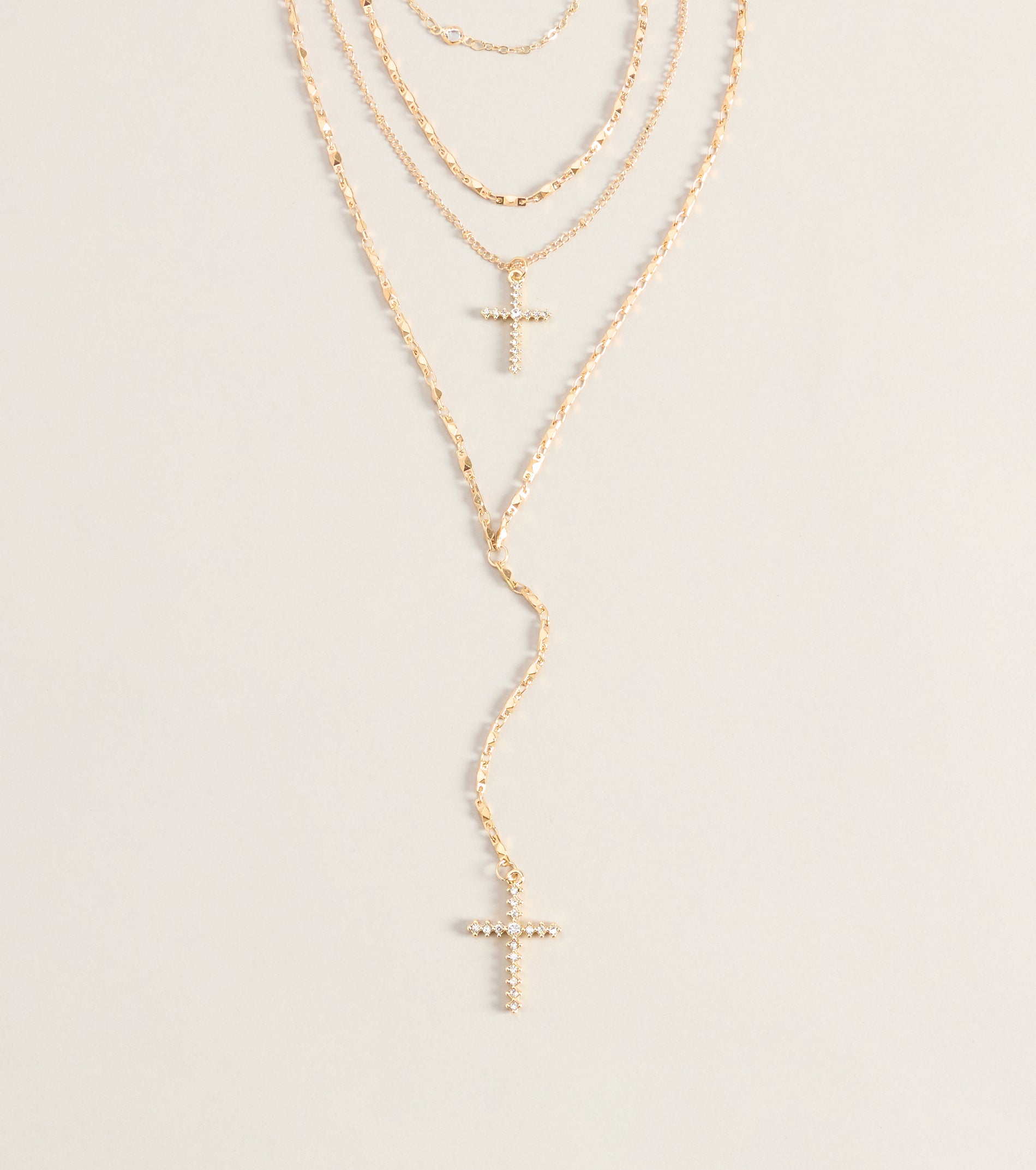 Chic And Styled Cross Charm Layered Necklace