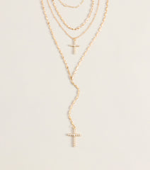 Chic And Styled Cross Charm Layered Necklace