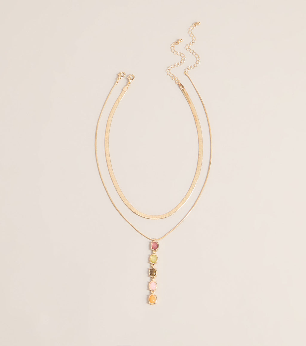 Caught Feelings Stone Drop Necklace