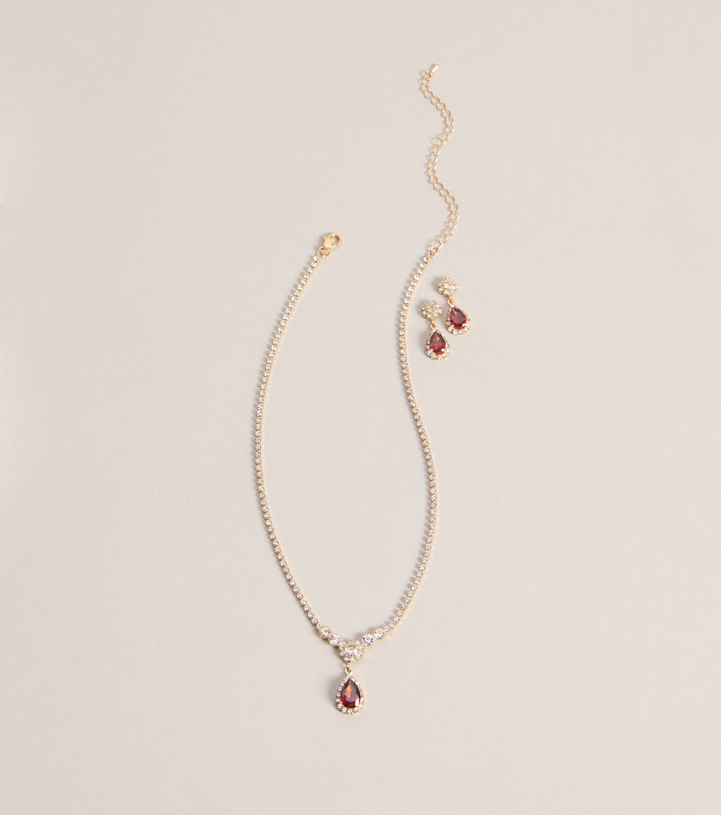 Luxe Sparkle Rhinestone Necklace And Earrings Set