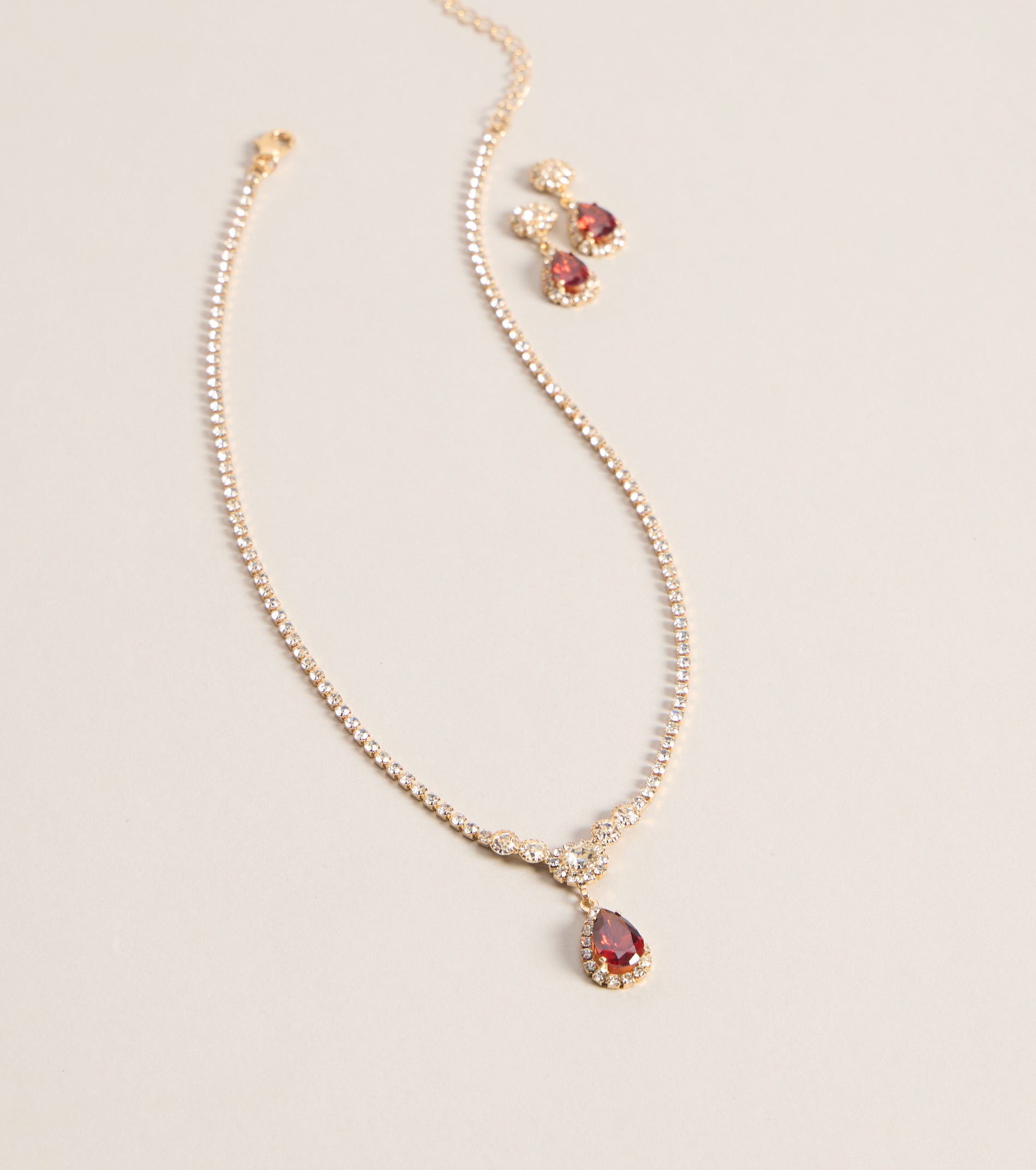 Luxe Sparkle Rhinestone Necklace And Earrings Set